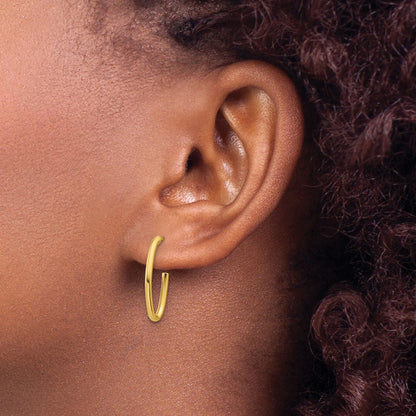 Polished 1.8mm Oval Post J-Hoop Earrings