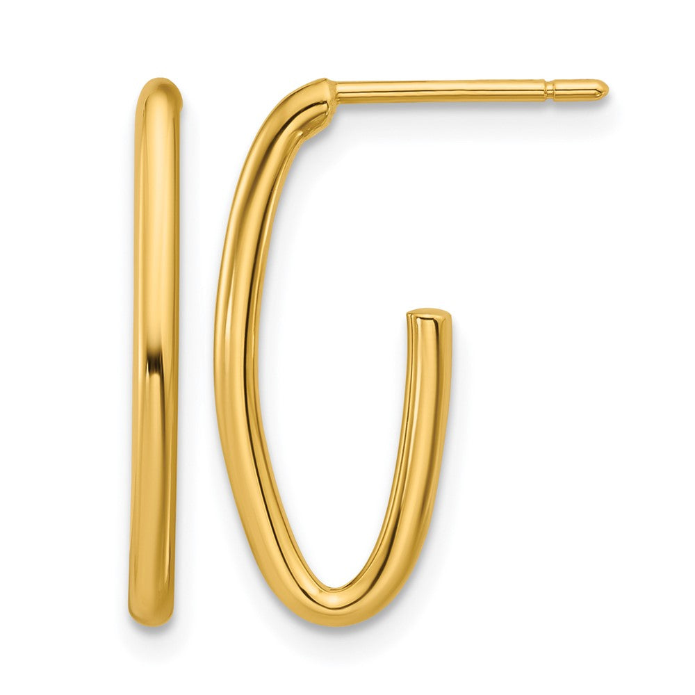 Polished 1.8mm Oval Post J-Hoop Earrings