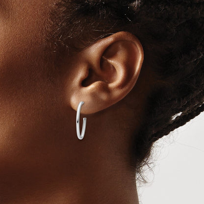 Polished 1.8mm Oval Post J-Hoop Earrings