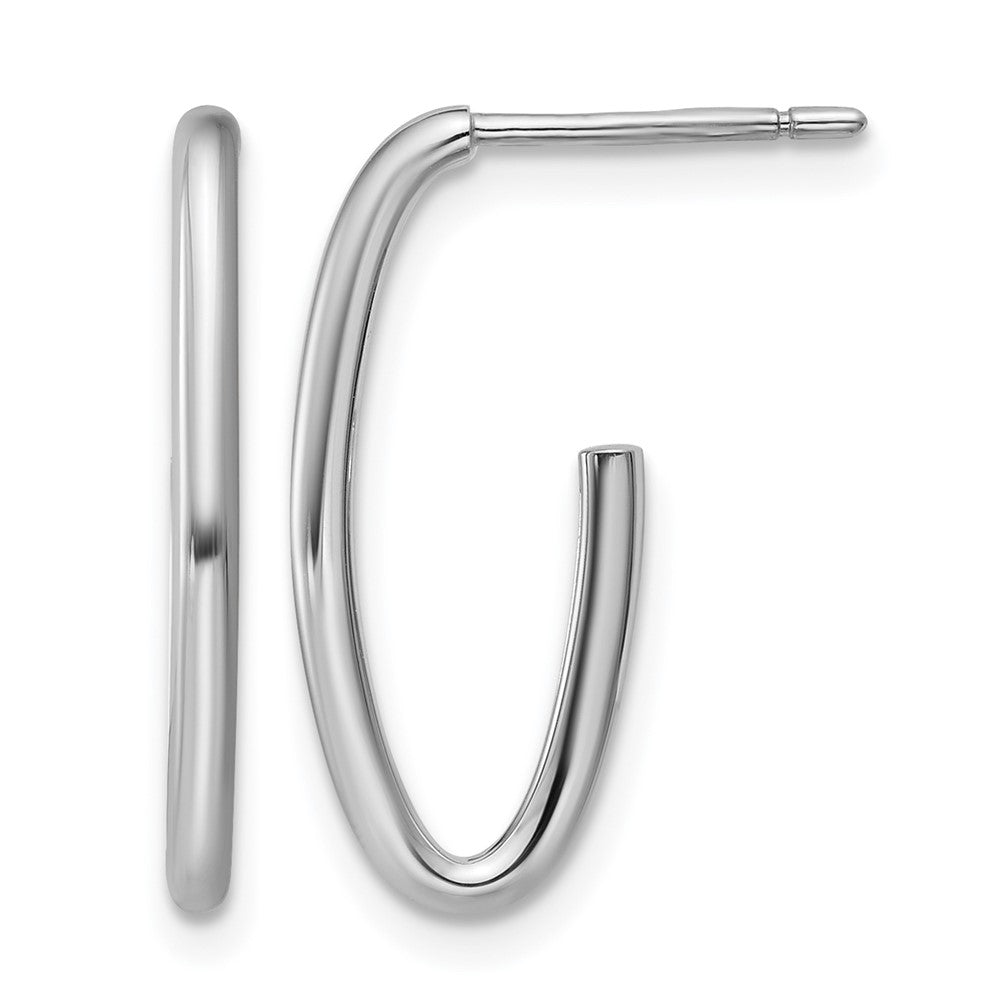 Polished 1.8mm Oval Post J-Hoop Earrings