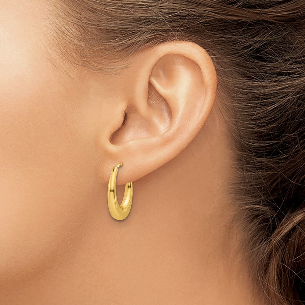 Polished Tapered Oval Hoop Earrings