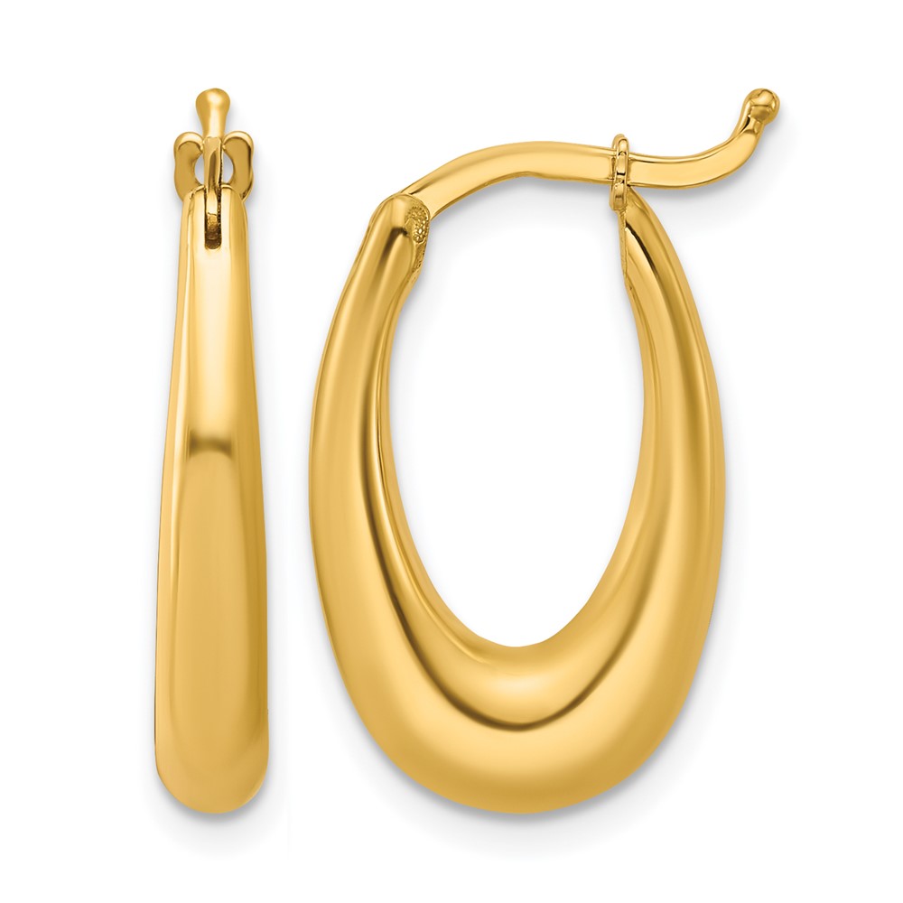 Polished Tapered Oval Hoop Earrings