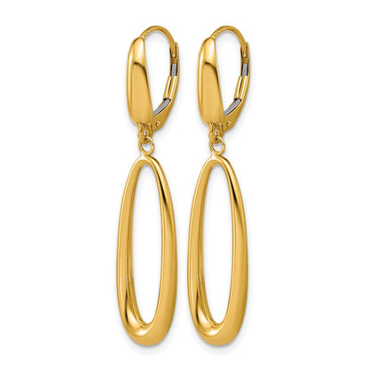 Polished Tapered Oval Leverback Dangle Earrings