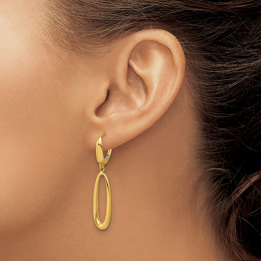 Polished Tapered Oval Leverback Dangle Earrings