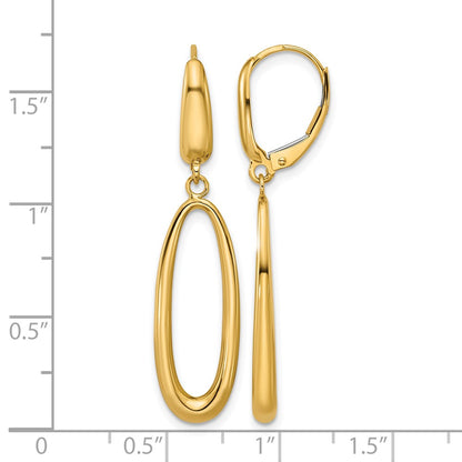 Polished Tapered Oval Leverback Dangle Earrings