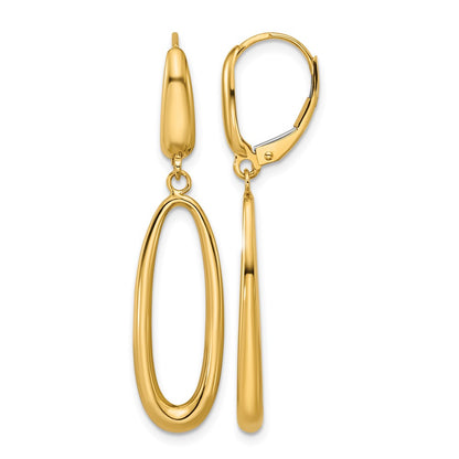 Polished Tapered Oval Leverback Dangle Earrings