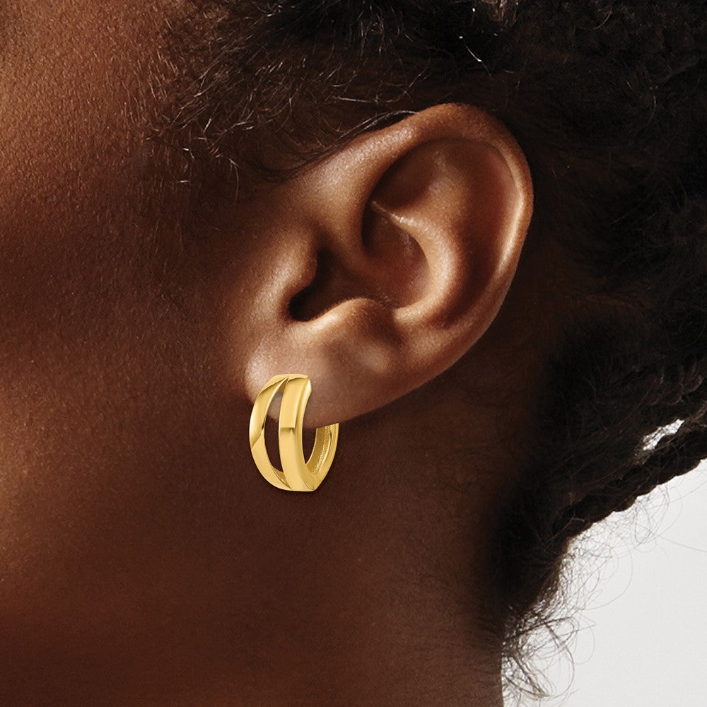 Polished Fancy Tapered Hinged Round Hoop Earrings
