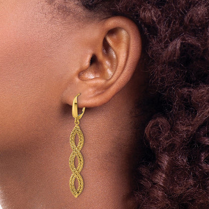 Polished Fancy Woven Dangle Leverback Earrings