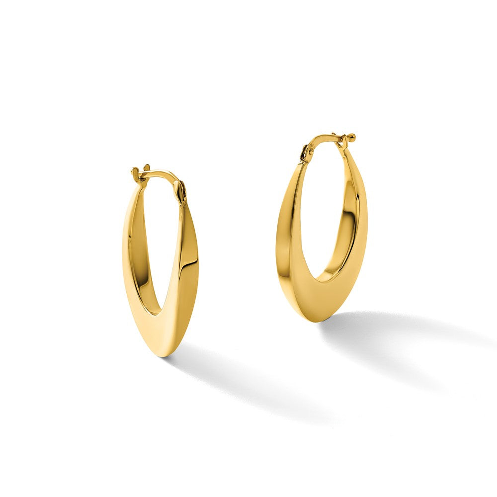 Polished Fancy Oval Hoop Earrings - 3mm
