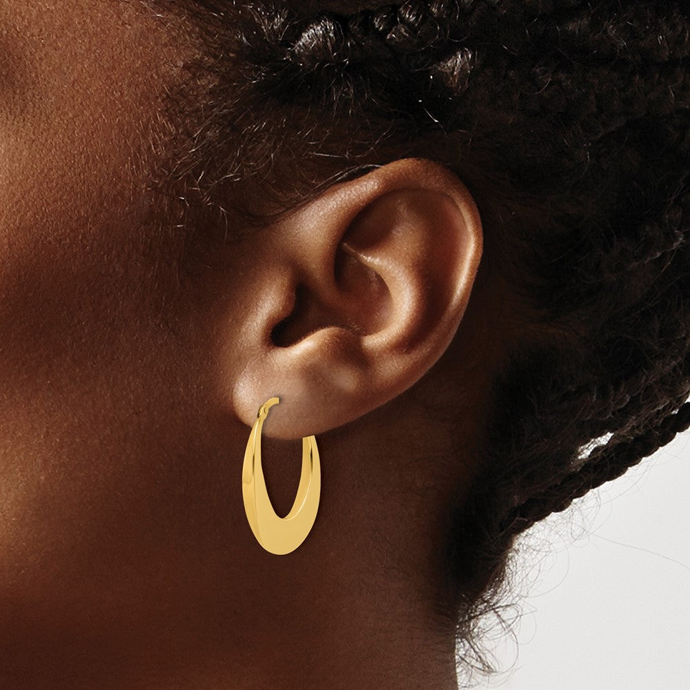Polished Fancy Oval Hoop Earrings - 3mm