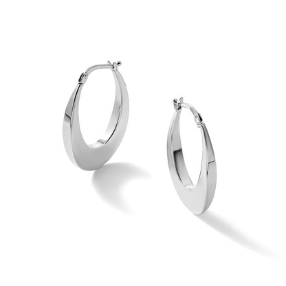 Polished Fancy Oval Hoop Earrings - 3mm