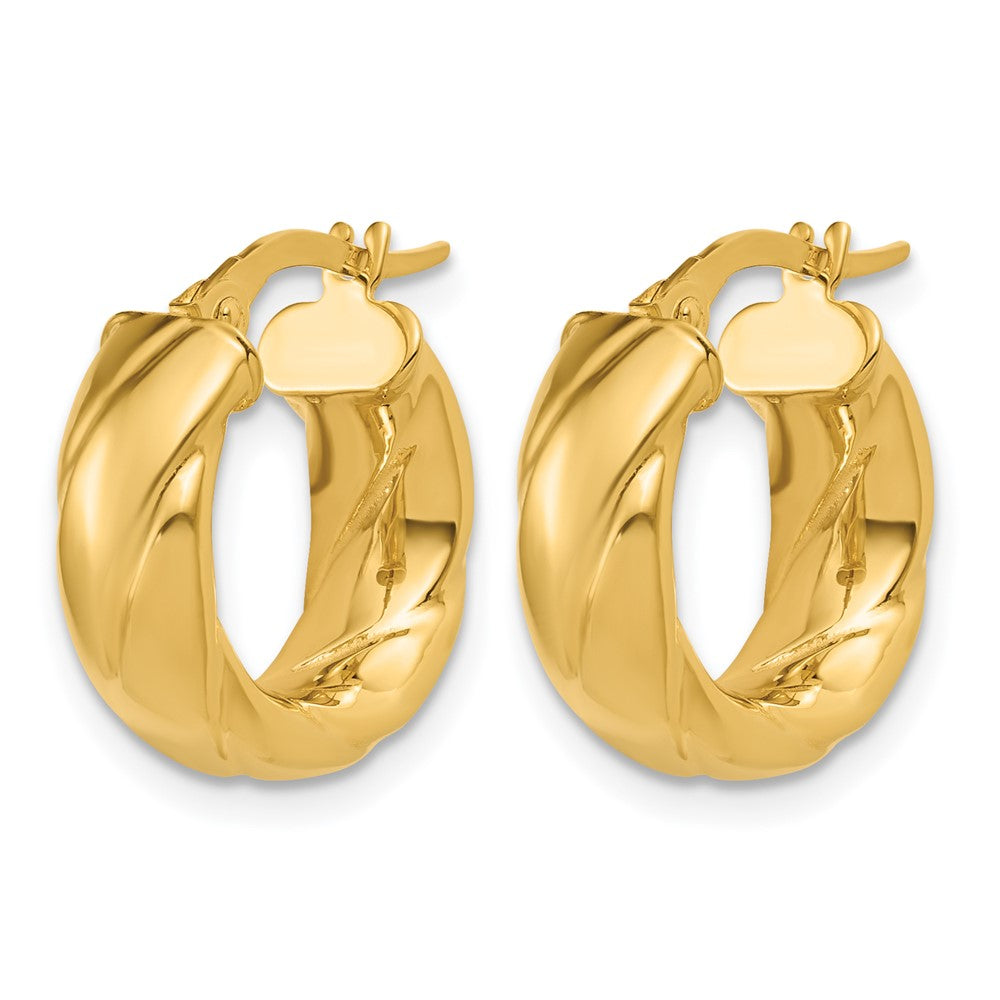 Polished and Grooved Hoop Earrings - 1.92g