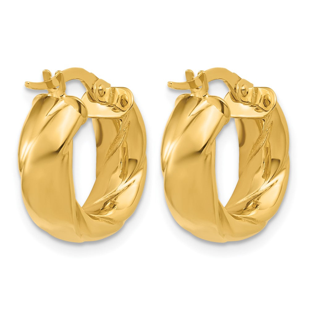 Polished and Grooved Hoop Earrings - 1.92g
