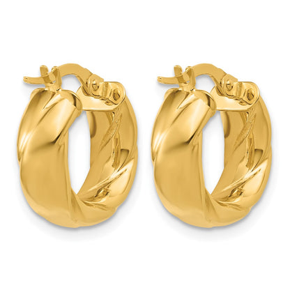 Polished and Grooved Hoop Earrings - 1.92g