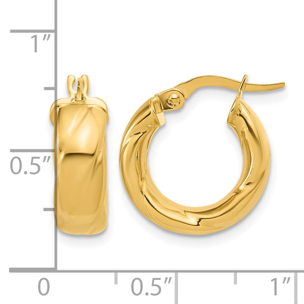 Polished and Grooved Hoop Earrings - 1.92g