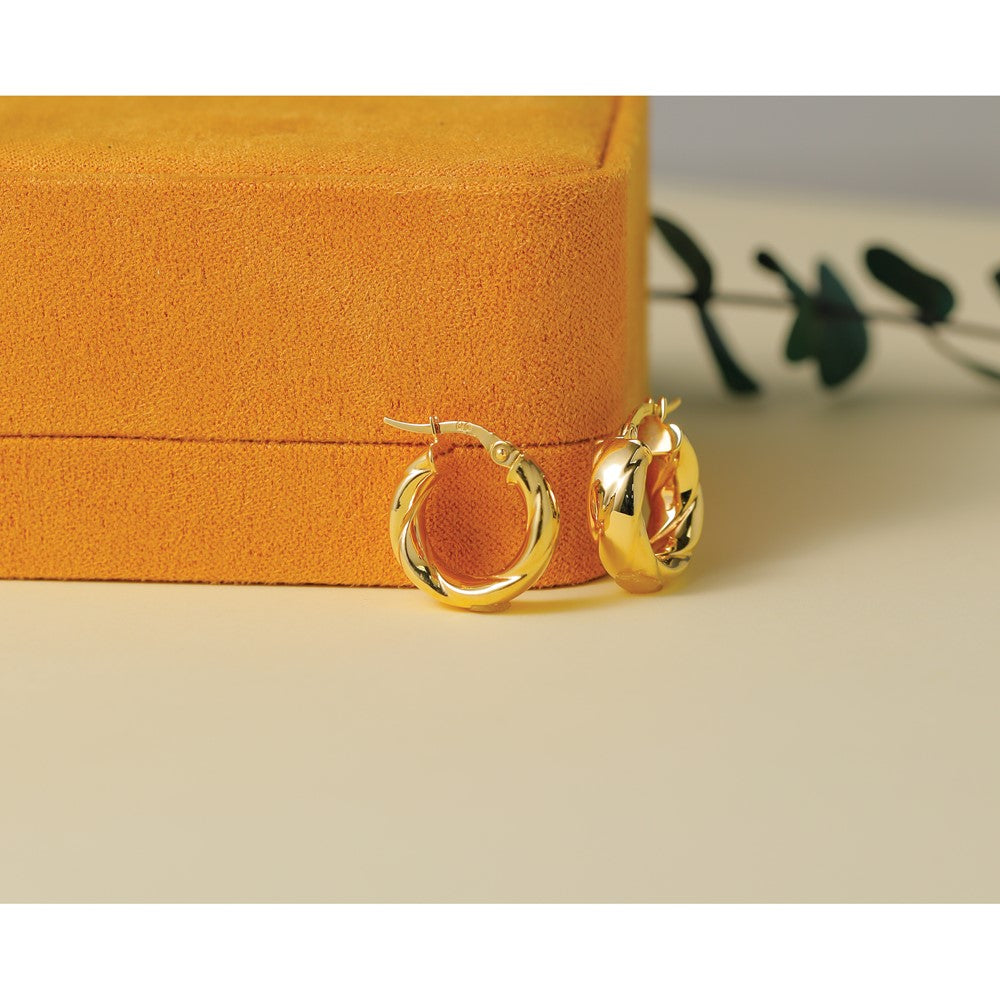 Polished and Grooved Hoop Earrings - 1.92g