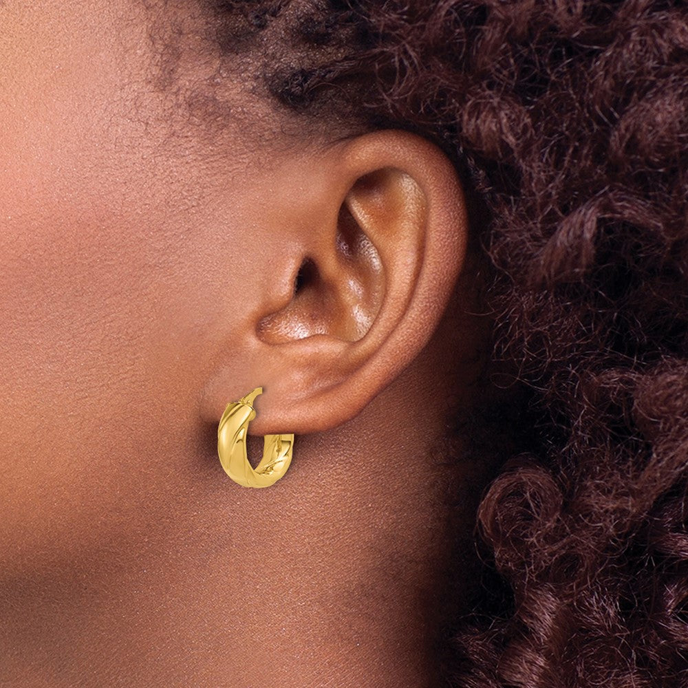 Polished and Grooved Hoop Earrings - 1.92g