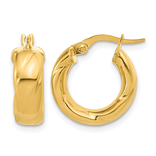 Polished and Grooved Hoop Earrings - 1.92g