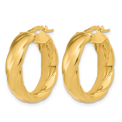 Polished and Grooved Hoop Earrings - 2.65g