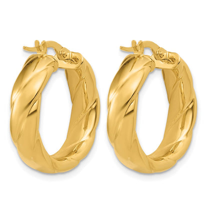 Polished and Grooved Hoop Earrings - 2.65g