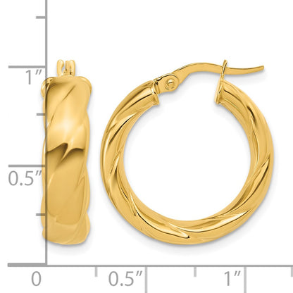 Polished and Grooved Hoop Earrings - 2.65g