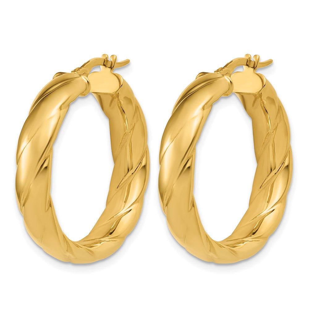 Polished and Grooved Hoop Earrings - 3.22g