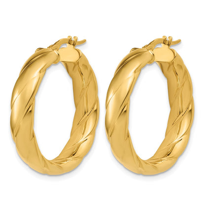 Polished and Grooved Hoop Earrings - 3.22g
