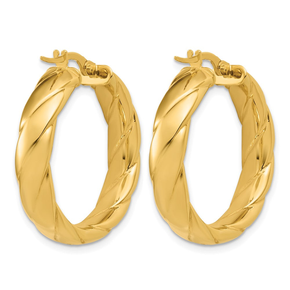 Polished and Grooved Hoop Earrings - 3.22g