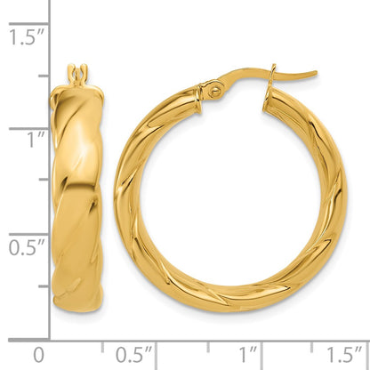 Polished and Grooved Hoop Earrings - 3.22g