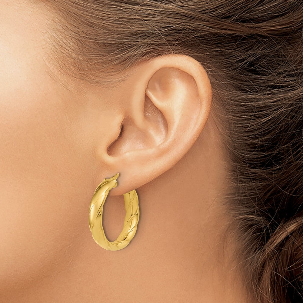 Polished and Grooved Hoop Earrings - 3.22g