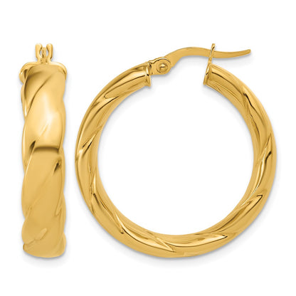Polished and Grooved Hoop Earrings - 3.22g