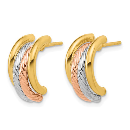 Polished/Twisted J-Hoop Post Earrings