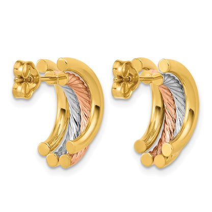 Polished/Twisted J-Hoop Post Earrings