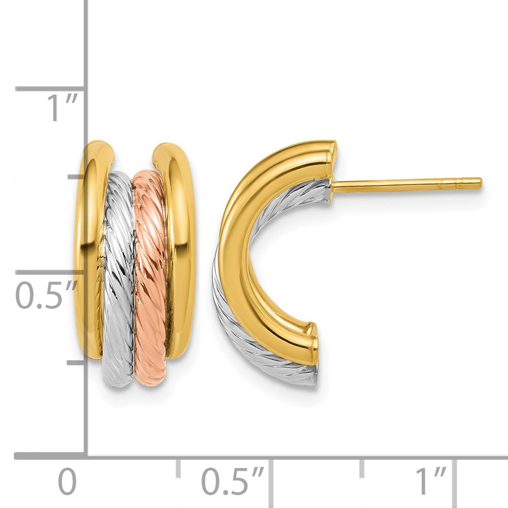 Polished/Twisted J-Hoop Post Earrings