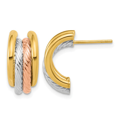 Polished/Twisted J-Hoop Post Earrings