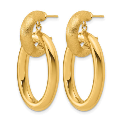 Polished and Brushed Oval Dangle Post Earrings - 4.15g