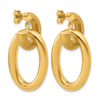 Polished and Brushed Oval Dangle Post Earrings - 4.15g