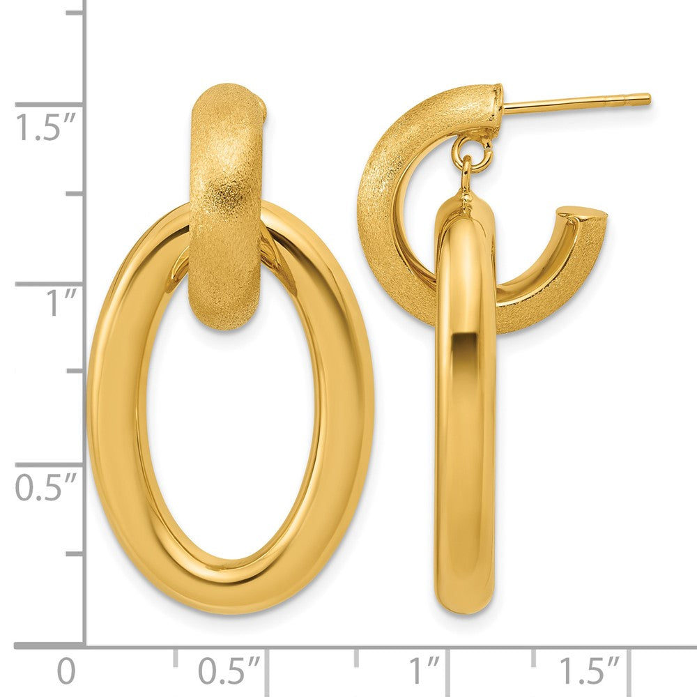 Polished and Brushed Oval Dangle Post Earrings - 4.15g