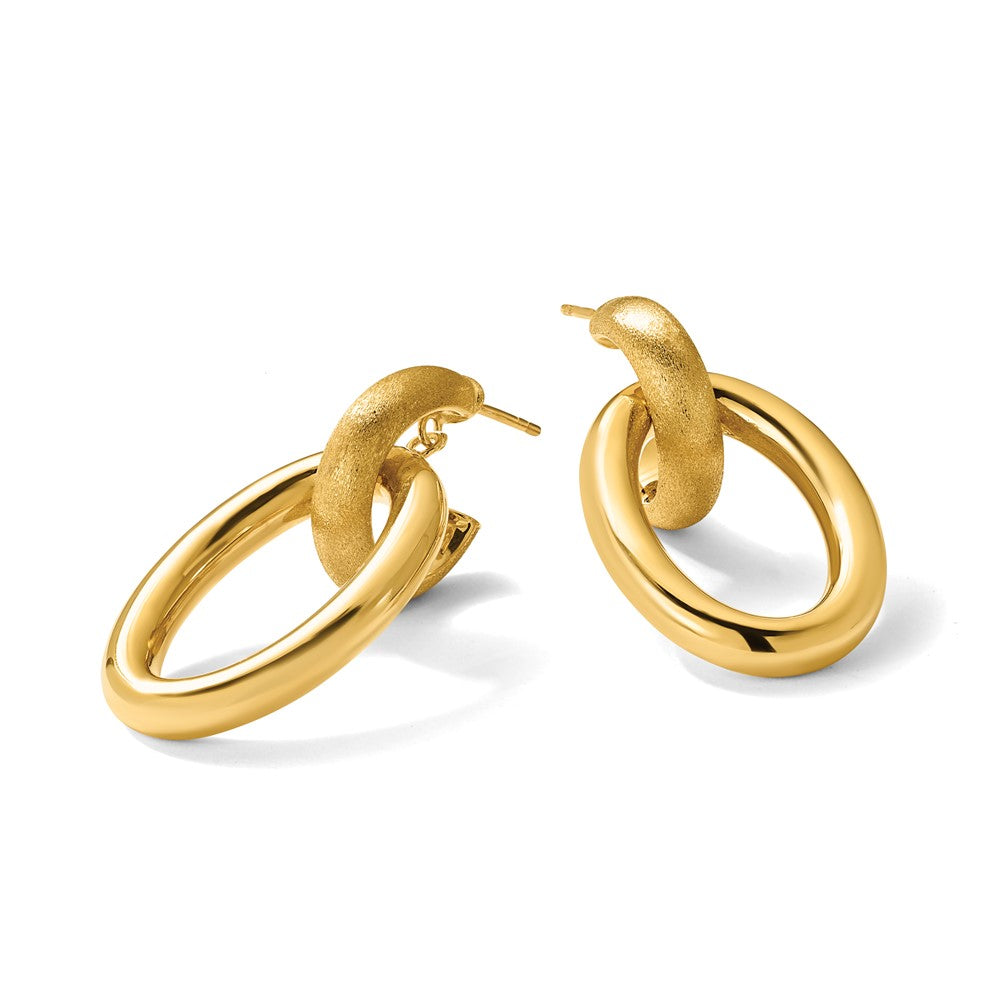 Polished and Brushed Oval Dangle Post Earrings - 4.15g