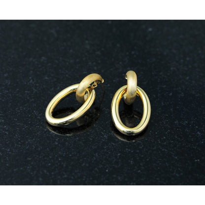 Polished and Brushed Oval Dangle Post Earrings - 4.15g