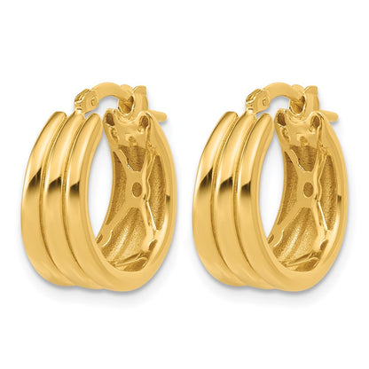 Polished and Grooved Hoop Earrings - 7.5mm