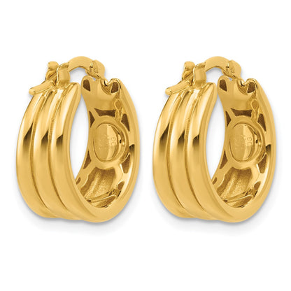 Polished and Grooved Hoop Earrings - 7.5mm