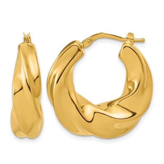 Polished Puffed and Twisted Hoop Earrings