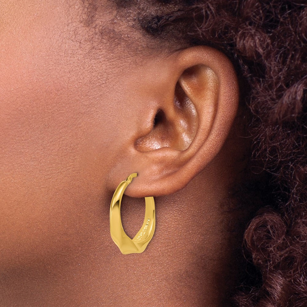 Polished Twisted Hollow Hoop Earrings