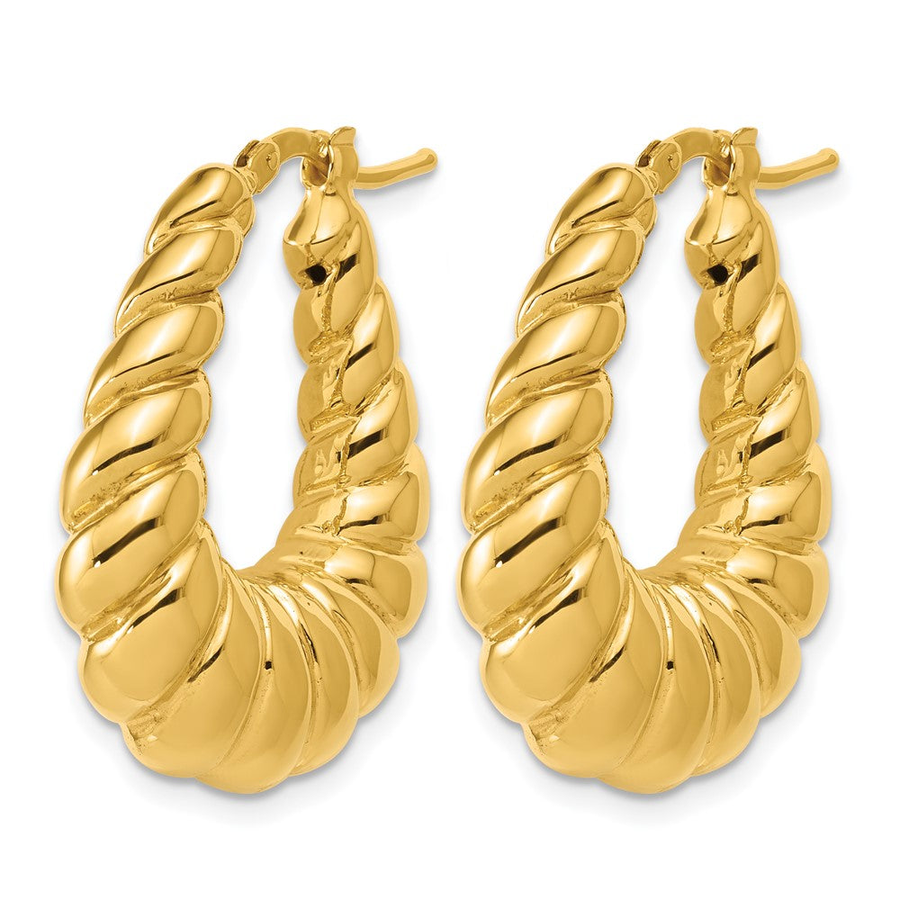 Polished Scallop Oval Hoop Earrings