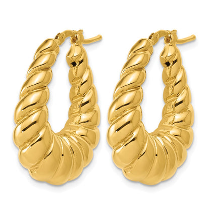 Polished Scallop Oval Hoop Earrings