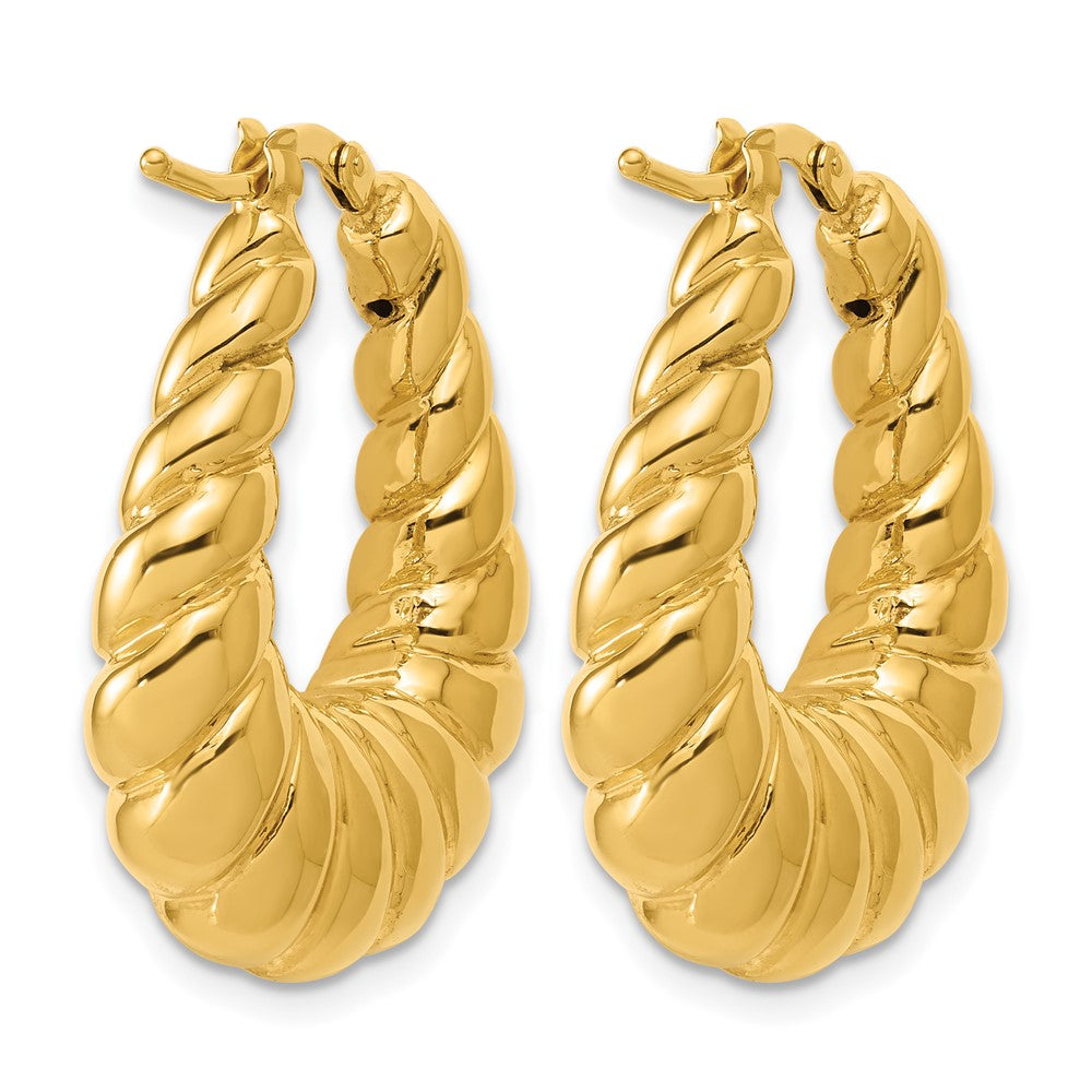 Polished Scallop Oval Hoop Earrings