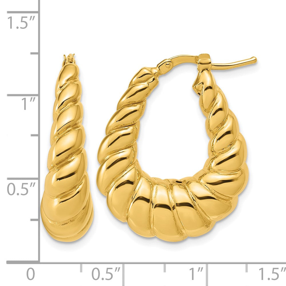 Polished Scallop Oval Hoop Earrings