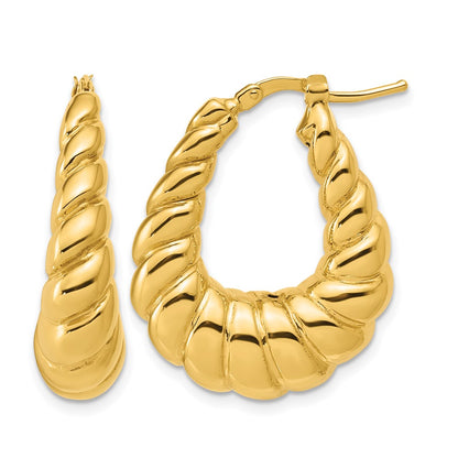 Polished Scallop Oval Hoop Earrings