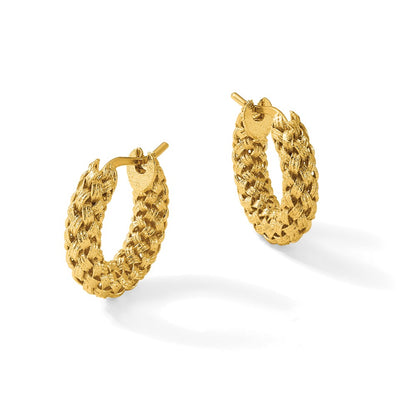 Polished and Textured Woven Hoop Earrings